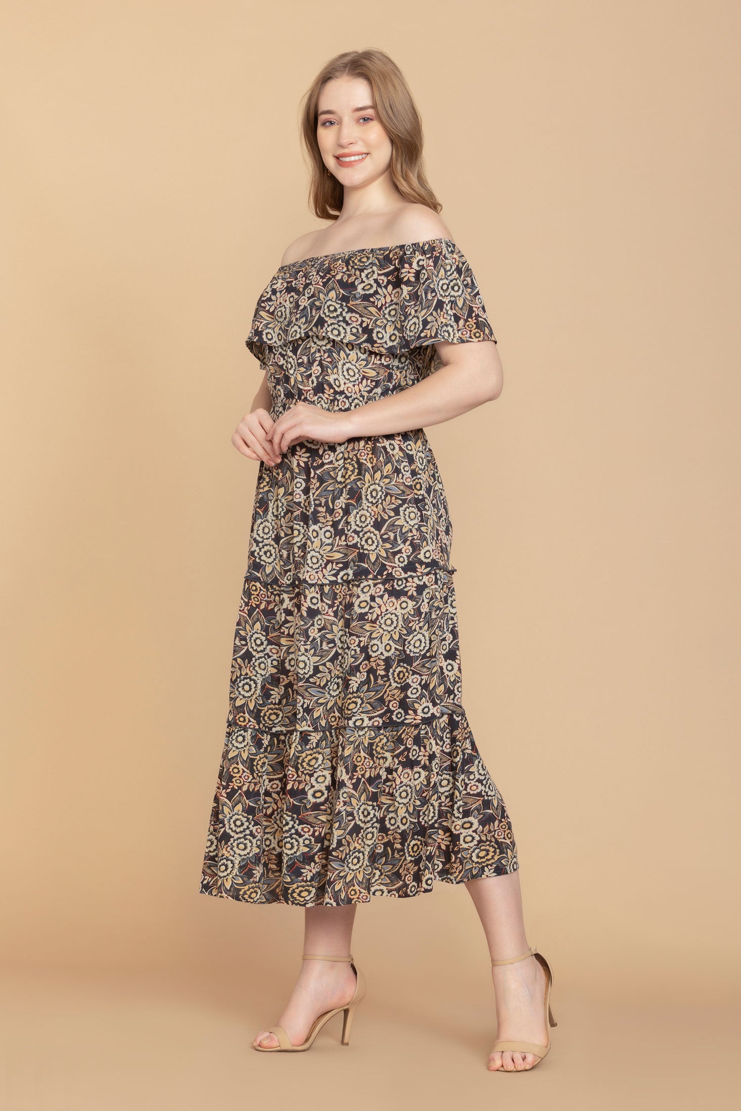 Bohera Miss Lorraine Off-the-Shoulder Drop Waist Dress - Myra USA