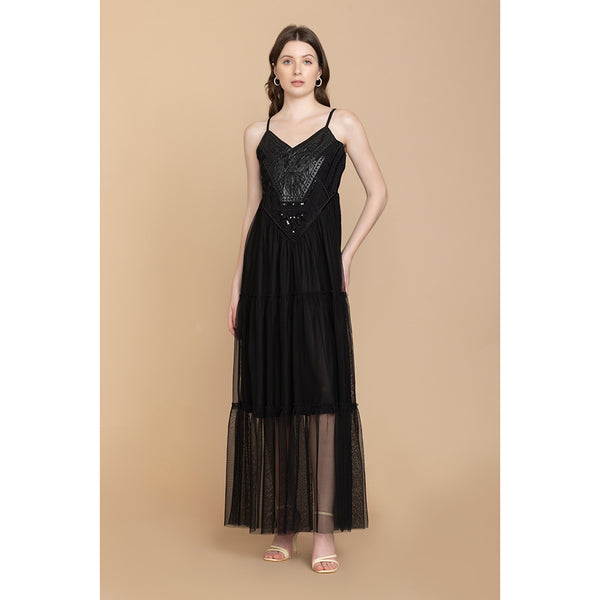 Bohera Janet Elaine Embroidered Leather Tier Dress