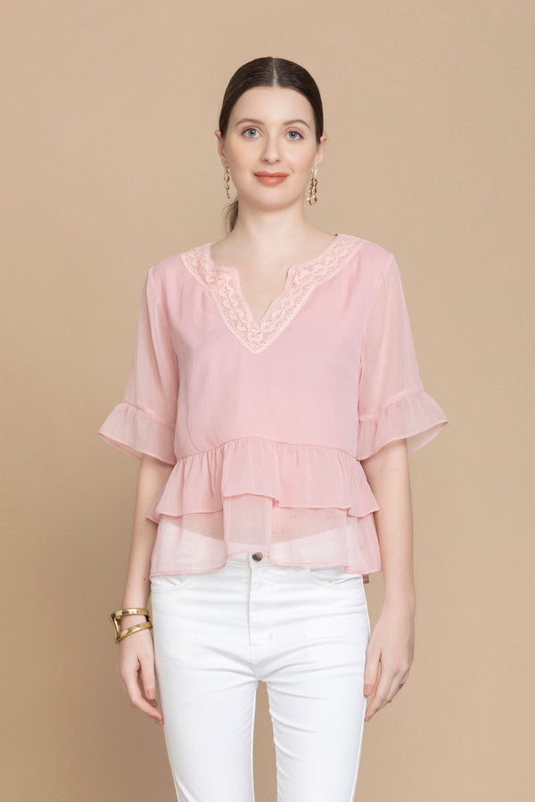Alipha Lace Accent Top - Myra USA