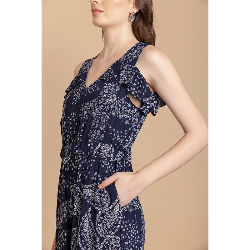 Bohera Alexis Jumpsuit in Navy Paisley