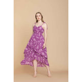 Bohera Penelope Drop Waist Ruffled Dress in Purple
