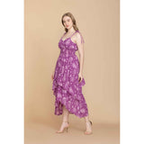 Bohera Penelope Drop Waist Ruffled Dress in Purple
