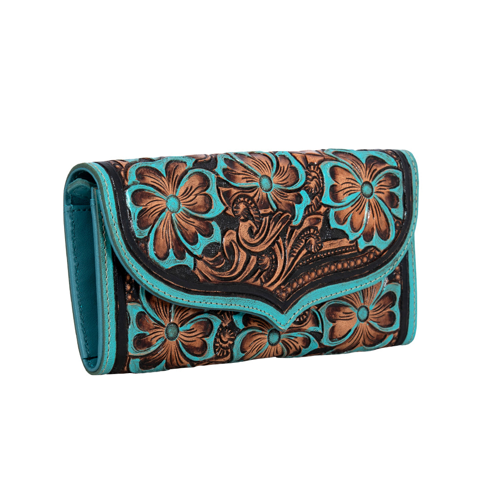 Myra outlets Genuine Leather Embossed Faux Turquoise Mini Wallet Multi Compartment