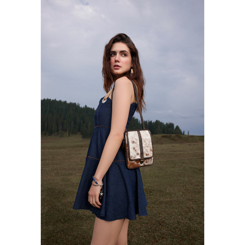 Santa Mesa Mini Leather & Hairon Bag in Light Hair-on Hide