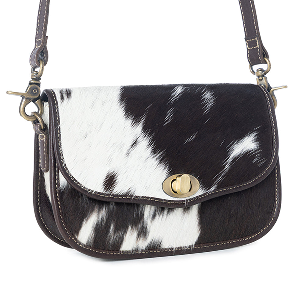Angus Ridge Leather & Hairon Bag In Dark Hair-On Hide