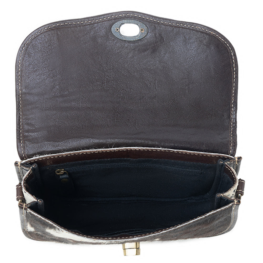 Angus Ridge Leather & Hairon Bag In Dark Hair-On Hide