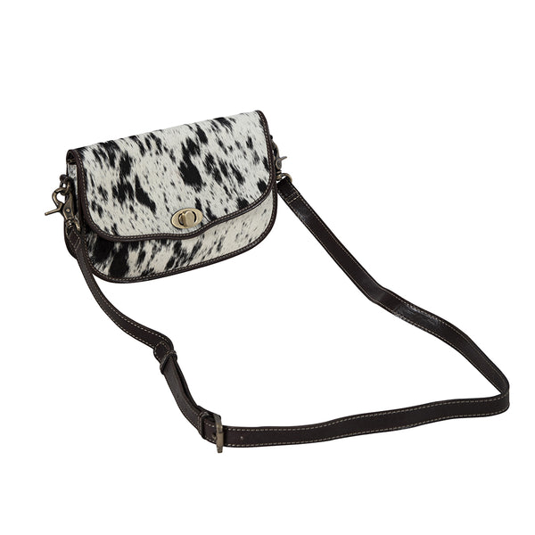 Angus Ridge Leather & Hairon Bag In Dark Hair-On Hide - Myra USA