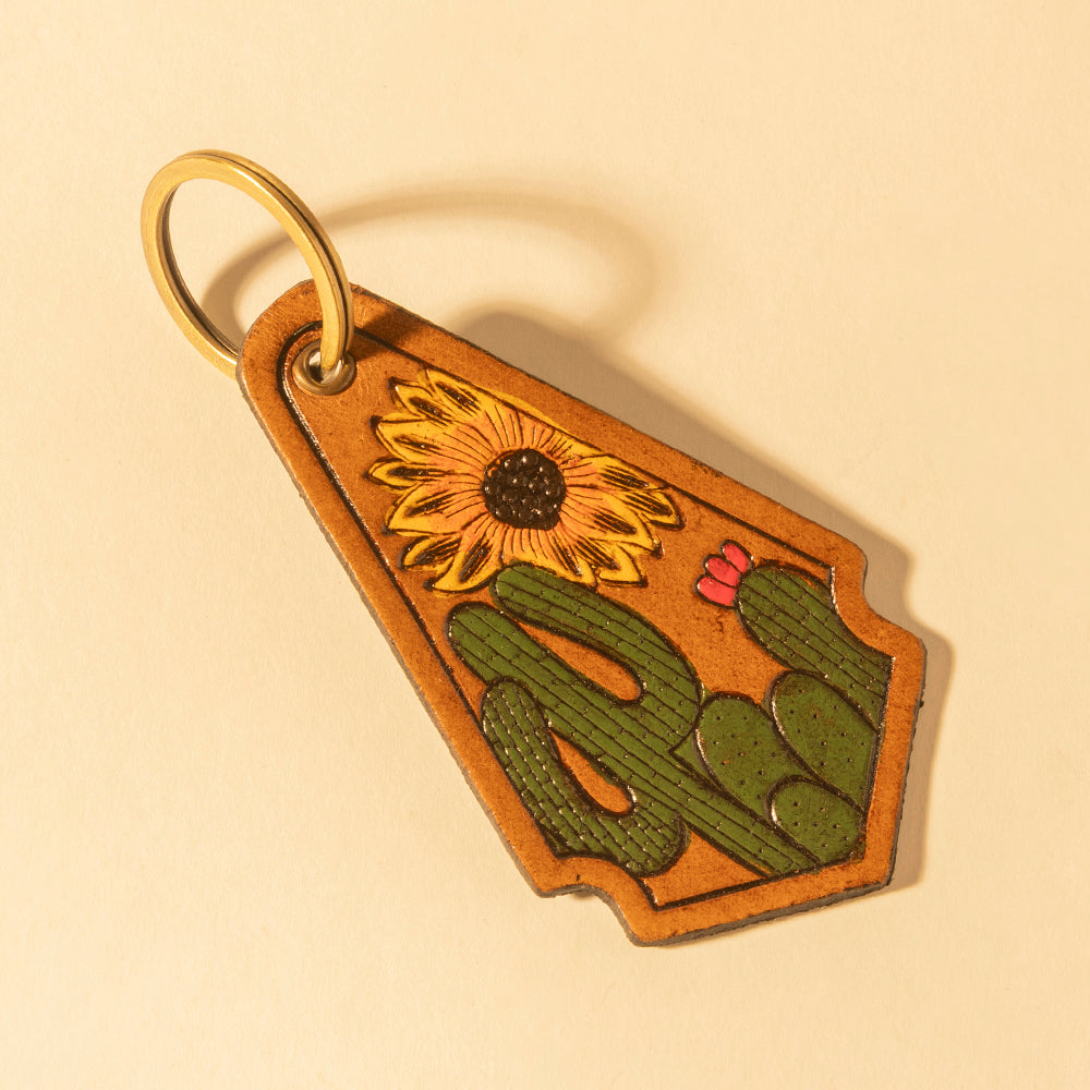 Sunflower In The Cactus Key Fob