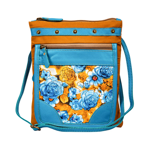 Blue Ridge Blooms Canvas & Leather Bag