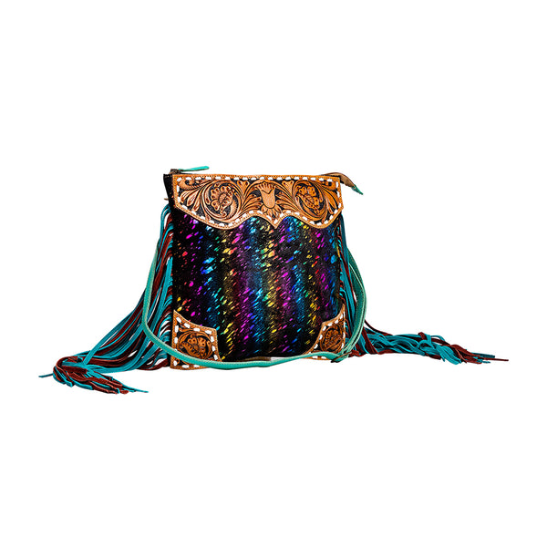 Galaxy Fire Fringed Hand-Tooled Bag