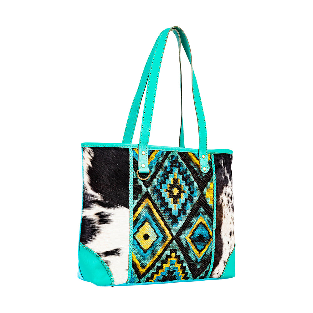 Tonga Ridge Tote Bag In Turquoise - Myra USA