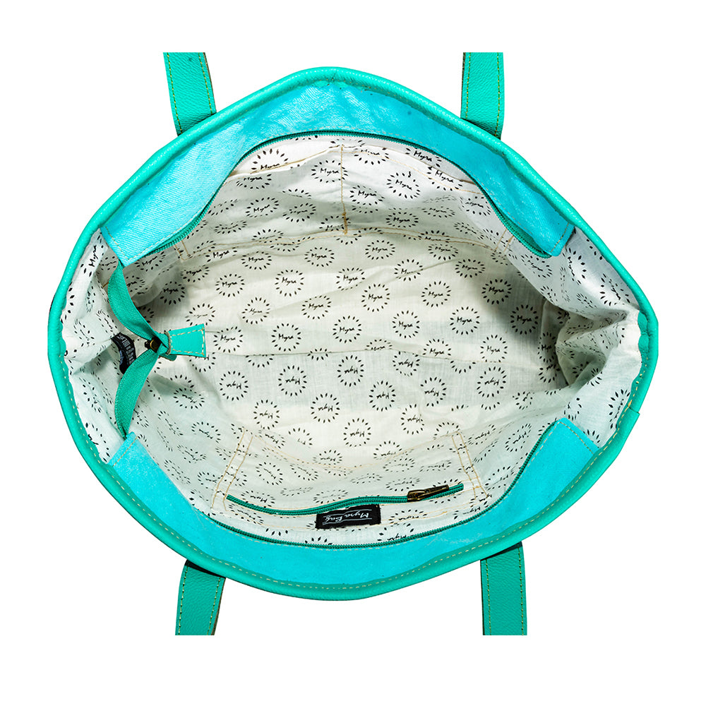 Tonga Ridge Tote Bag In Turquoise - Myra USA