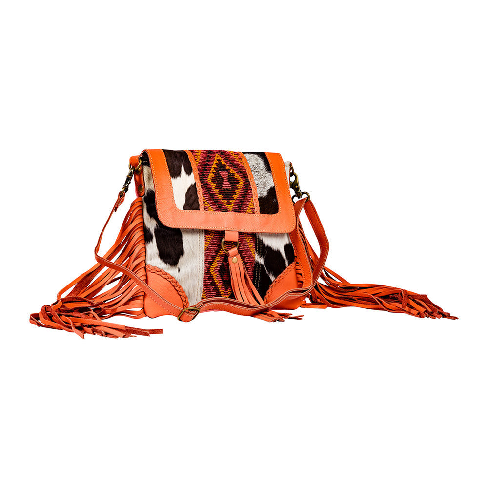 Tonga Ridge Canvas & Hairon Bag In Orange - Myra USA