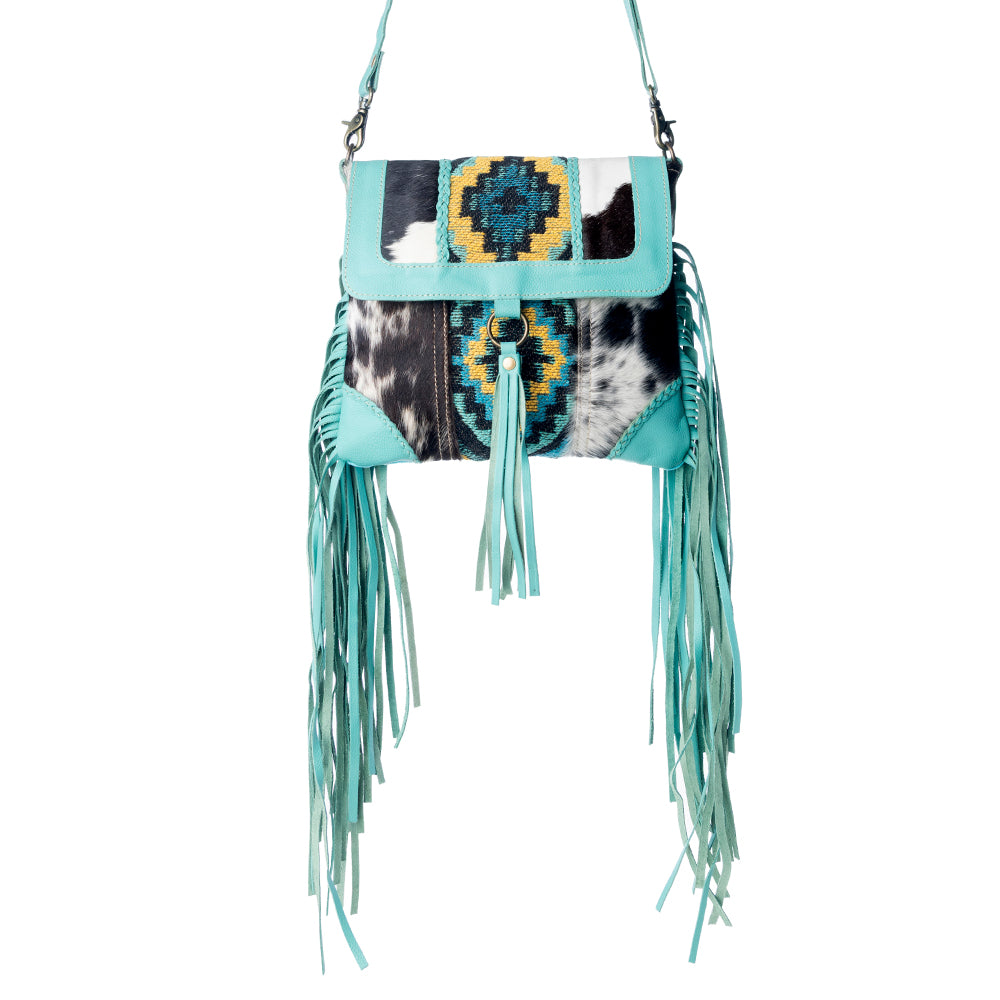 Tonga Ridge Canvas & Hairon Bag In Turquoise