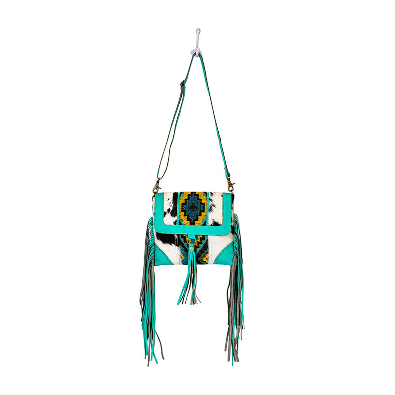 Tonga Ridge Canvas & Hairon Bag In Turquoise