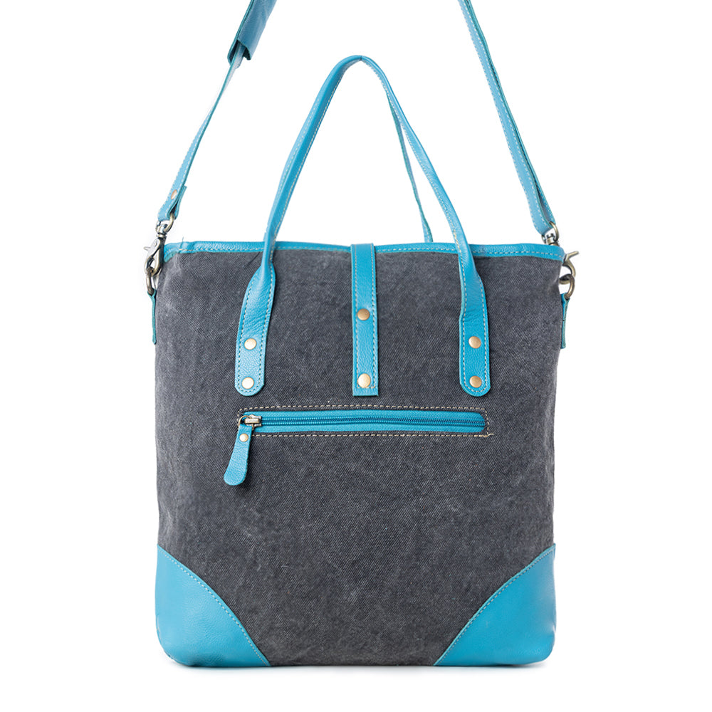 Pecos Pointe Canvas & Hairon Bag In Blue - Myra USA