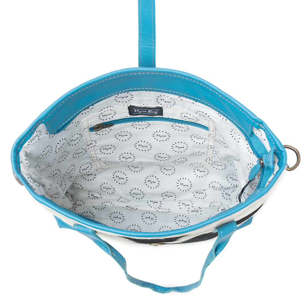 Pecos Pointe Canvas & Hairon Bag In Blue - Myra USA