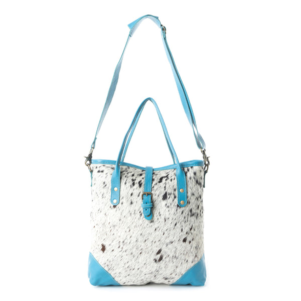 Pecos Pointe Canvas & Hairon Bag In Blue - Myra USA