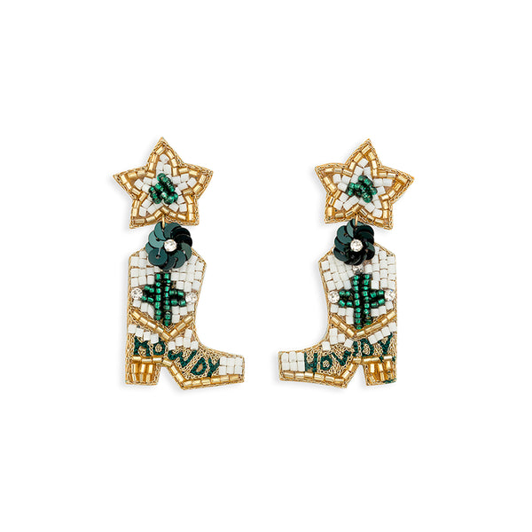 Star of the Rodeo Beaded Boot Earrings - Myra USA