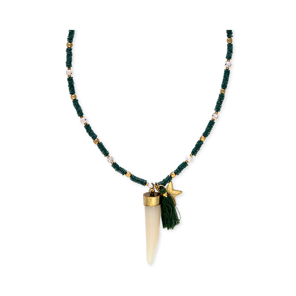 Star Tusk Necklace In Malachite Green