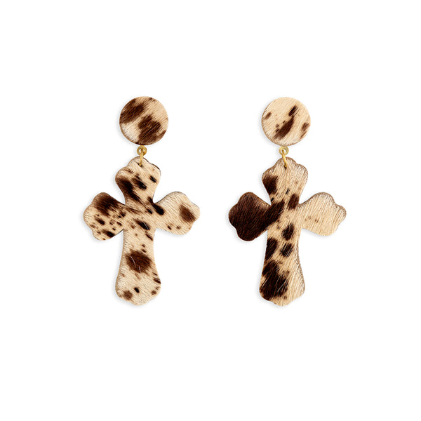 Cross Hair-On Hide Earrings