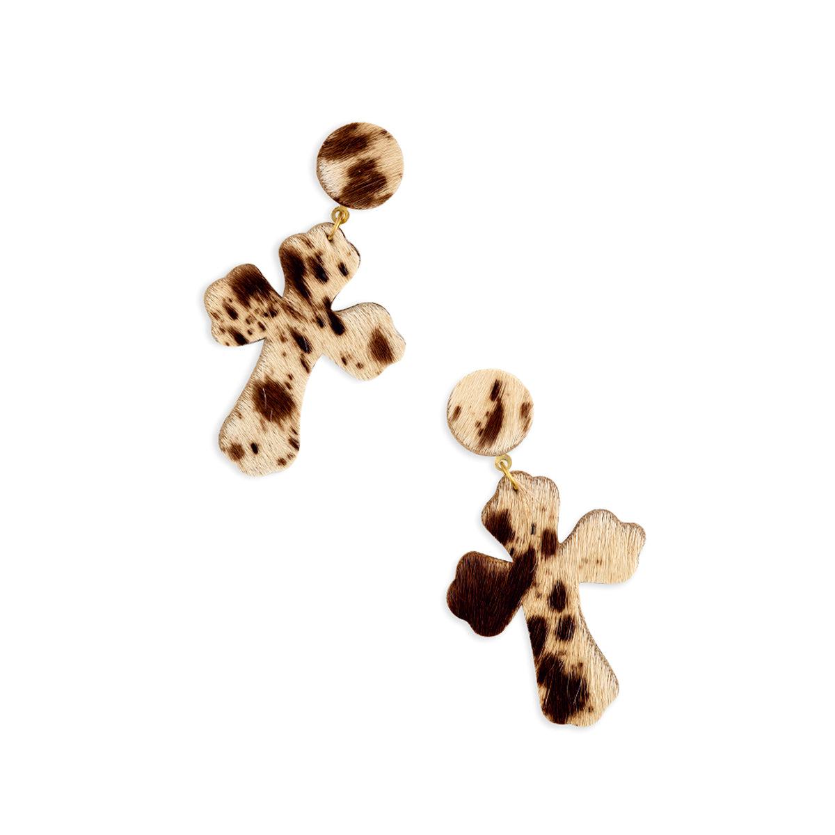 Cross Hair-On Hide Earrings - Myra USA