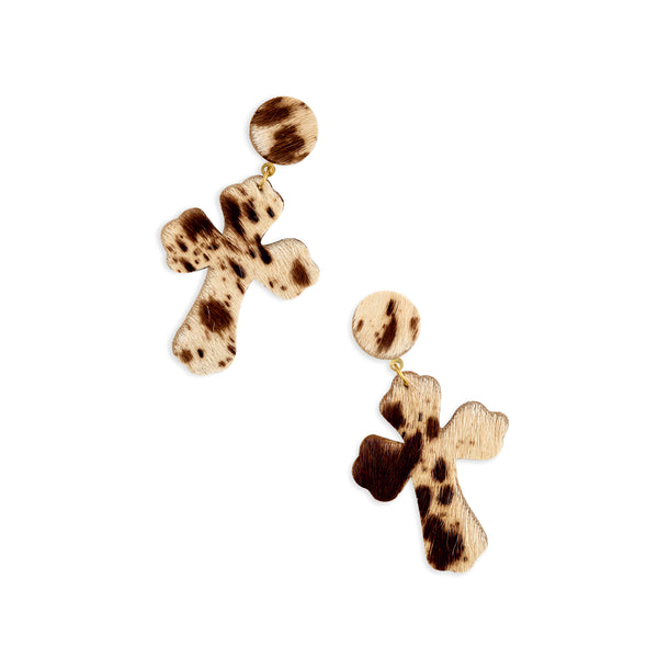 Cross Hair-On Hide Earrings - Myra USA