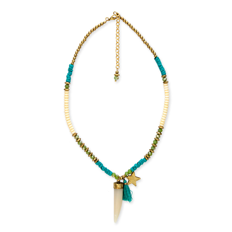 Star Tusk Necklace In Turqouise Blue