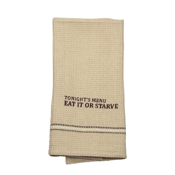 EAT IT OR STARVE DISH TOWEL  '' SET OF 2 '' - Myra USA
