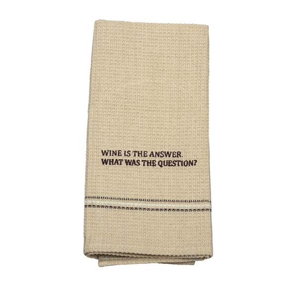 WINE IS THE ANSWER DISH TOWEL  SET OF 2 '' - Myra USA