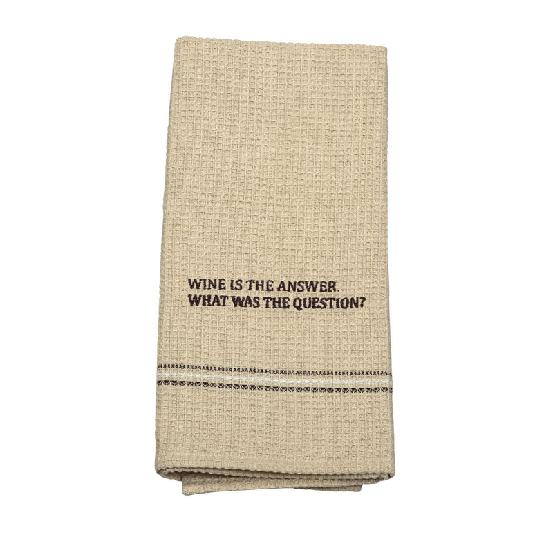 WINE IS THE ANSWER DISH TOWEL " SET OF 2 ''