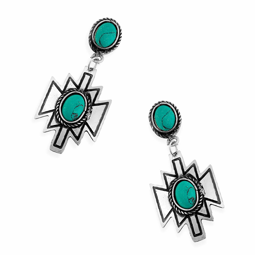 Heritage Medallion Turquoise Earrings - Myra USA