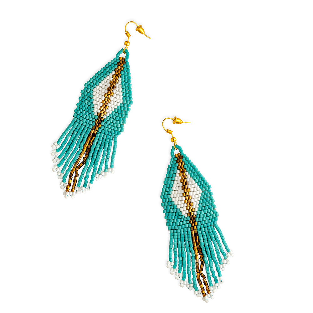 Beth Ridge Trail Beaded Earrings In Turquoise - Myra USA
