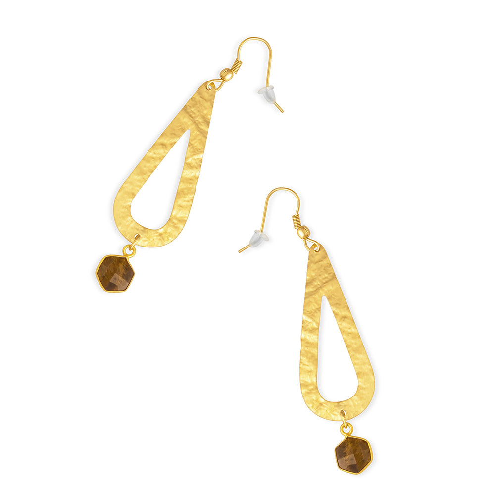 Branson Trail Tiger-Eye Stone Earrings - Myra USA