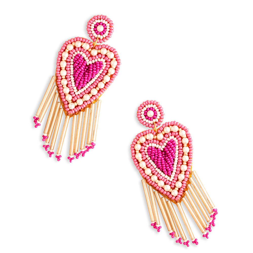Gracie Heart Beaded Earrings - Myra USA
