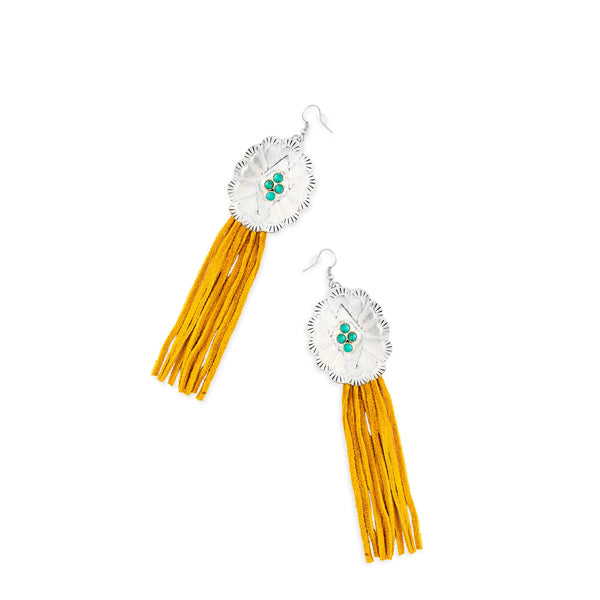Zinnia Canyon Fringe Earring In Gold - Myra USA