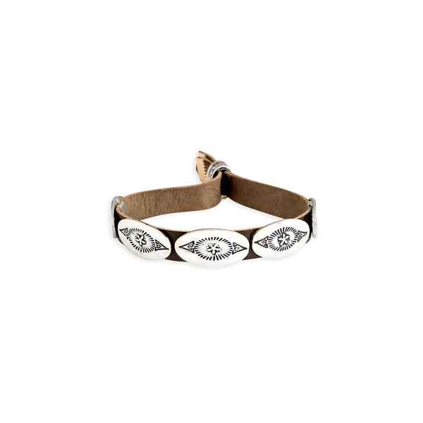 Concho Charm Leather Bracelet