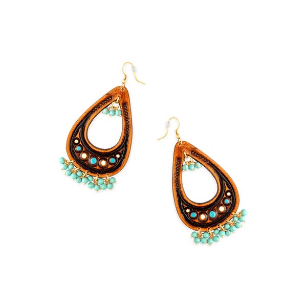 Camellia Hand-Tooled Leather Earrings