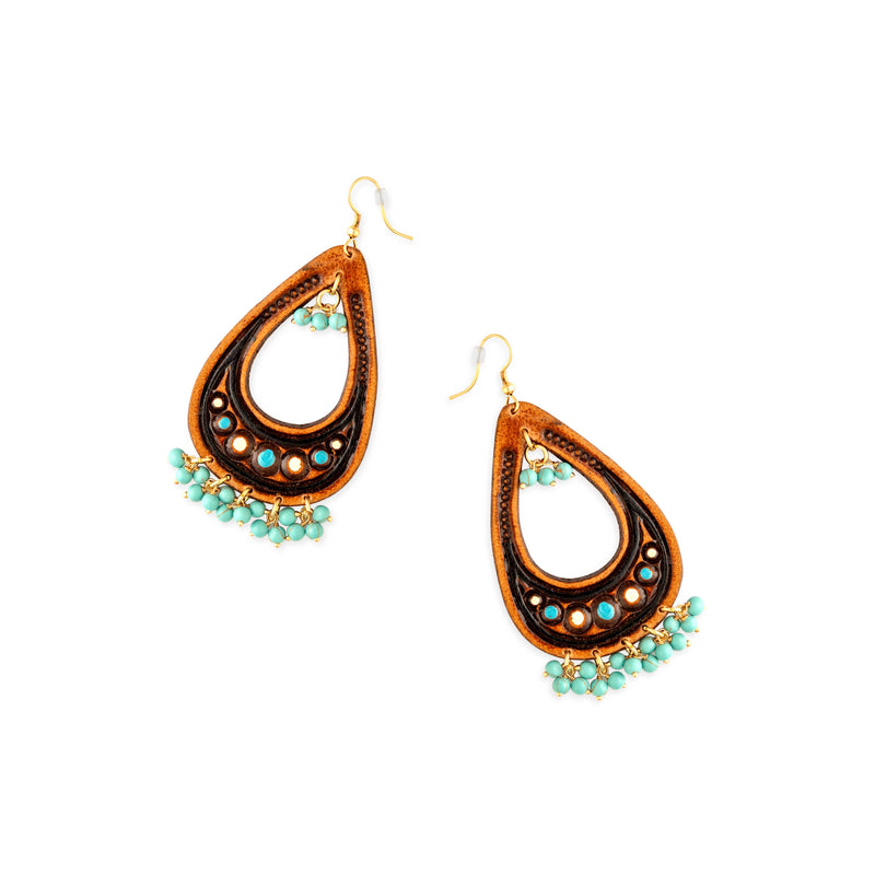 Camellia Hand-Tooled Leather Earrings