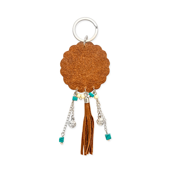 Radiant Bloom Hand-Tooled Sunflower Key Fob - Myra USA