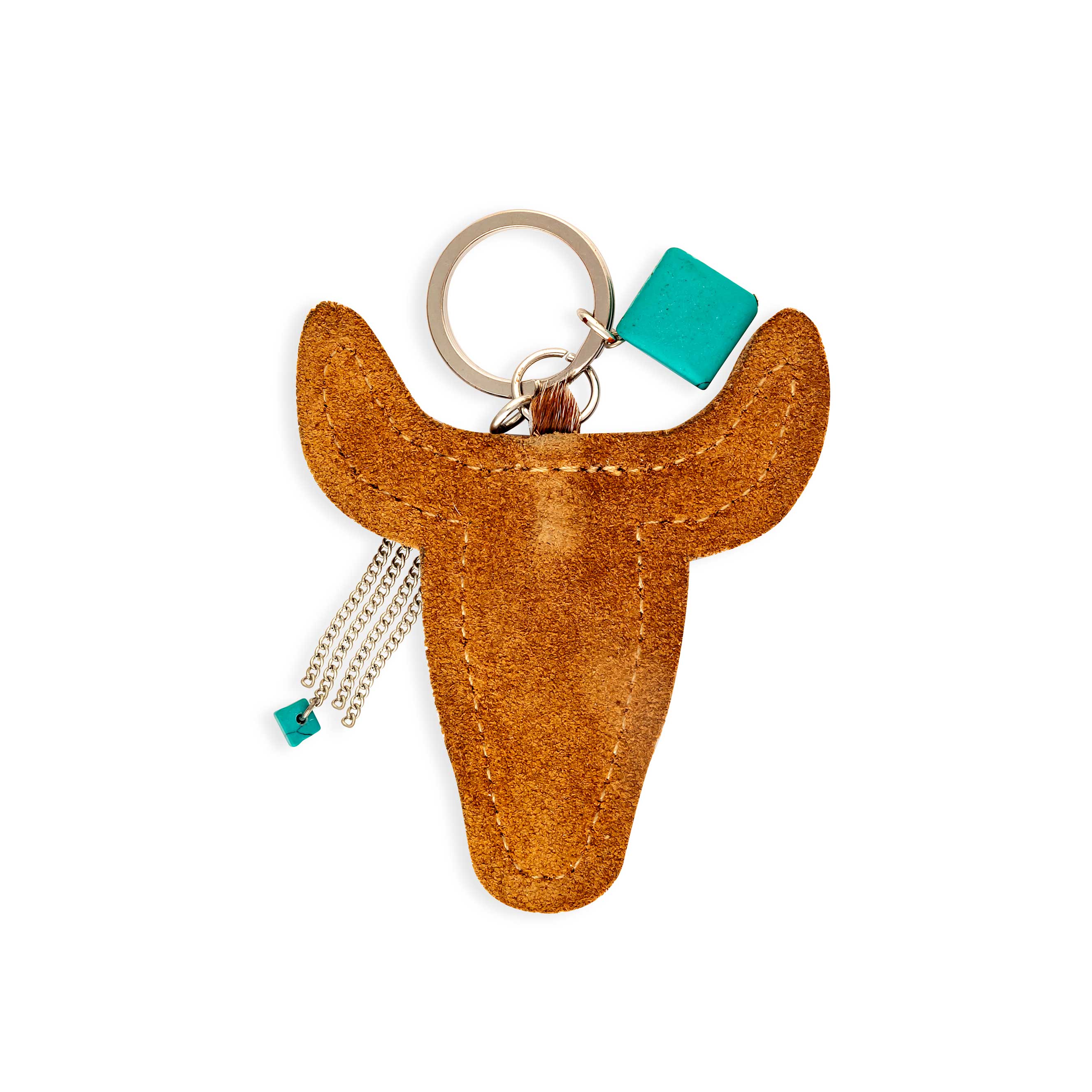 Buffalo Head Hair-On Hide Key Fob In Brown - Myra USA