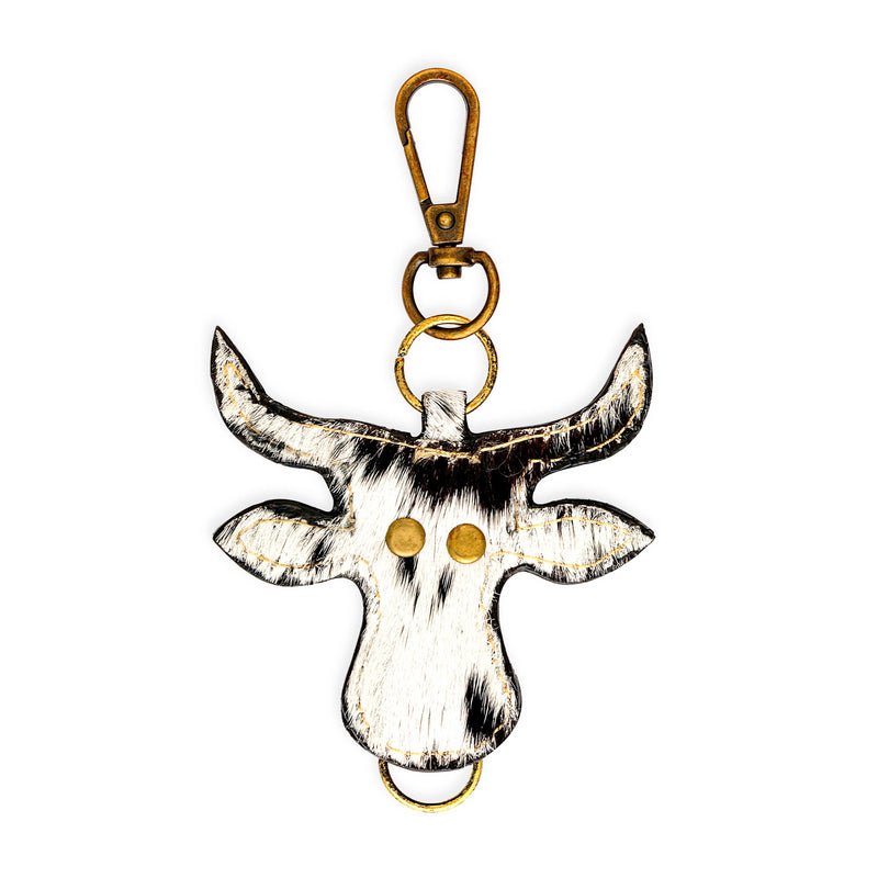 Bessy Cow Hair-On Hide Key Fob In Black