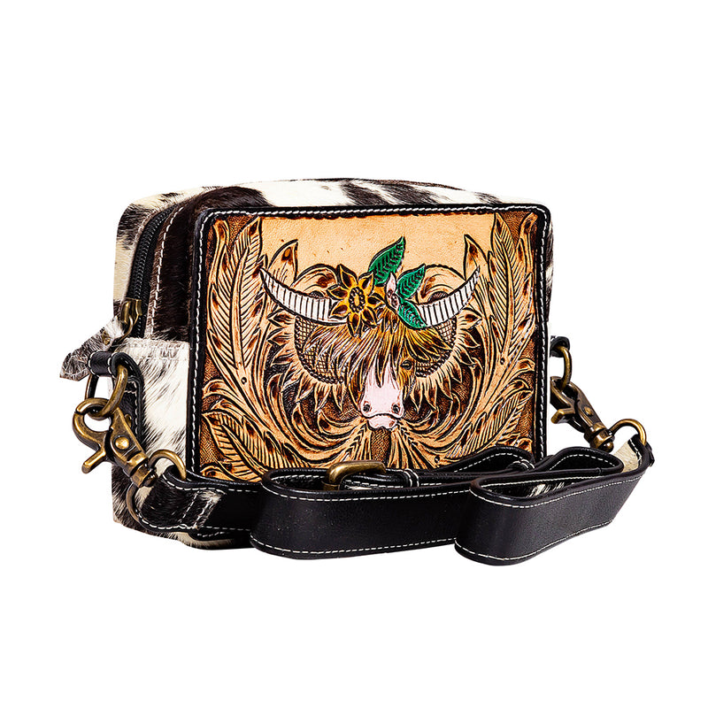 Bloomin' Steer Hand-Tooled Leather Bag