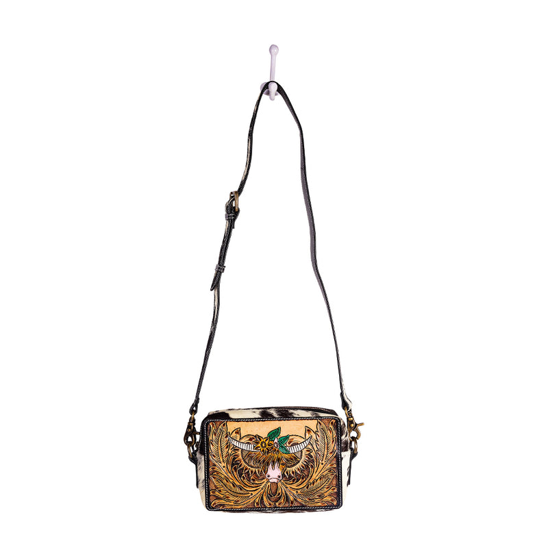 Bloomin' Steer Hand-Tooled Leather Bag