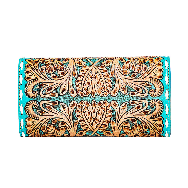 Turquoise Tooled Leather Wallet