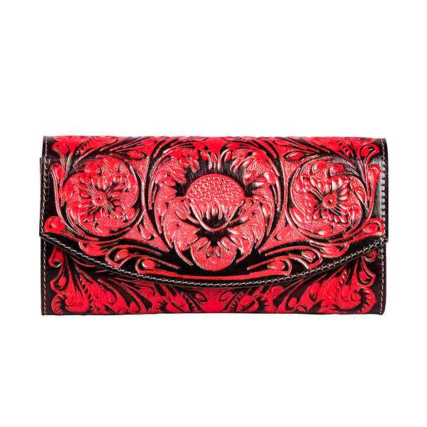 Tambrina Hand-tooled Wallet in Red