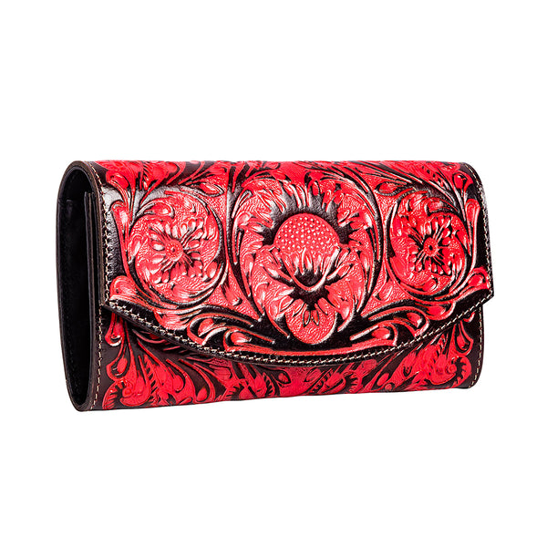 Tambrina Hand-tooled Wallet in Red