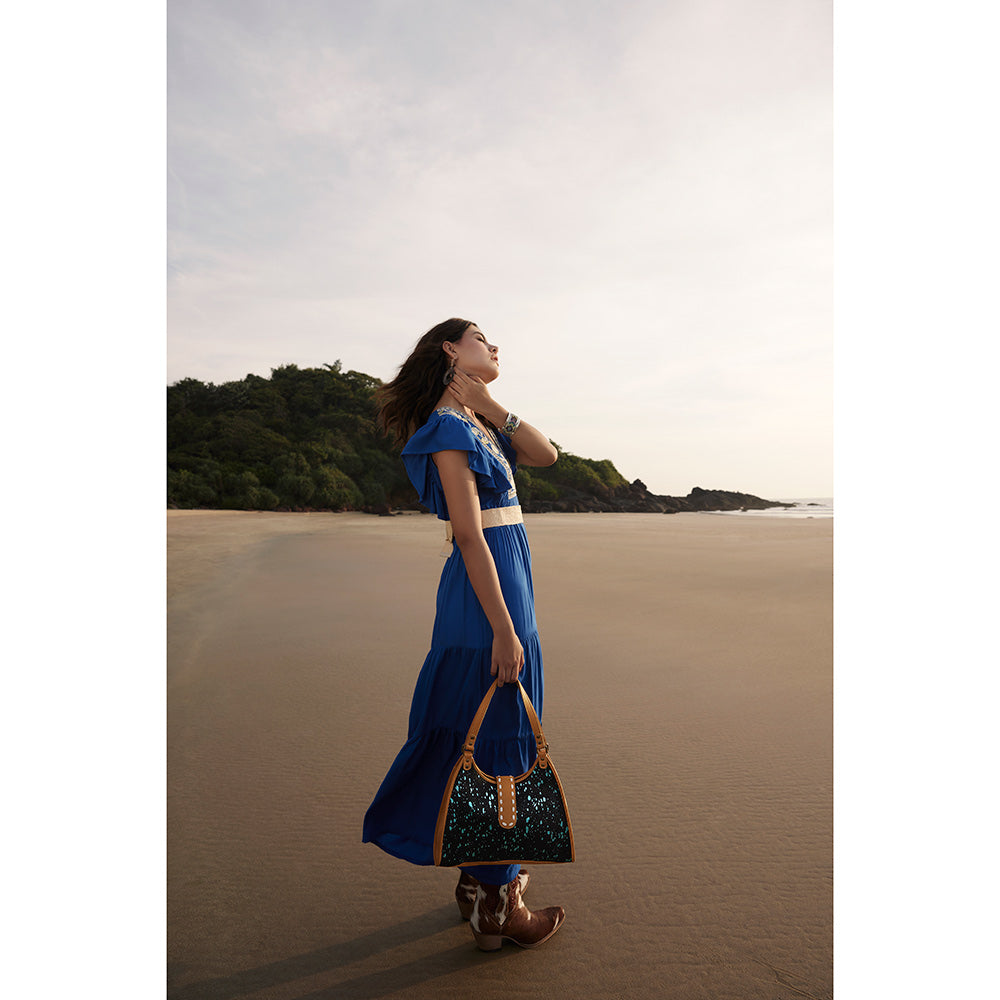 Skyviews Hairon & Leather Bag in Yellow - Myra USA