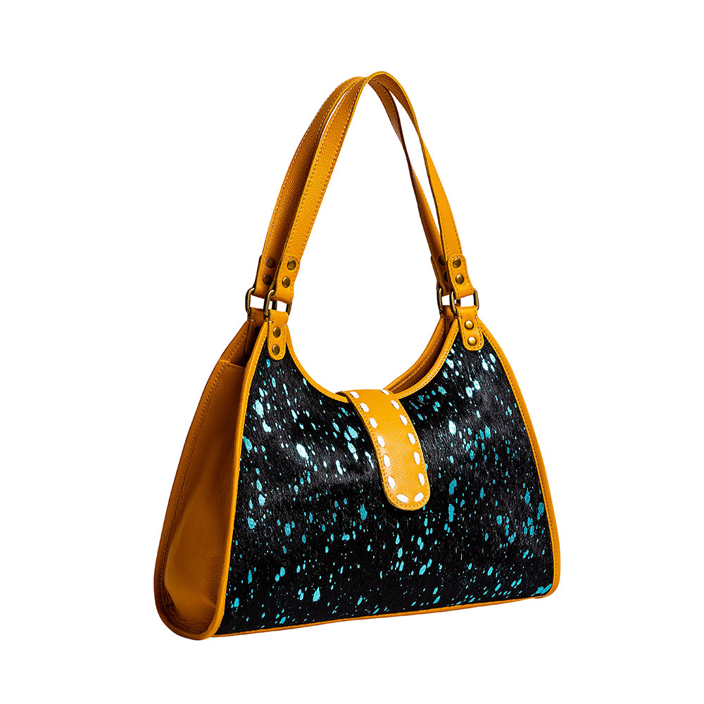 Skyviews Hairon & Leather Bag in Yellow - Myra USA