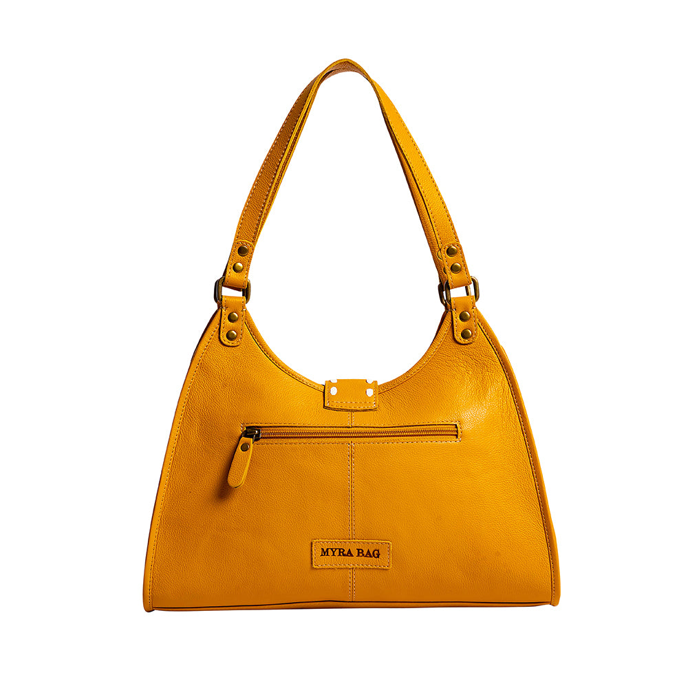 Skyviews Hairon & Leather Bag in Yellow - Myra USA